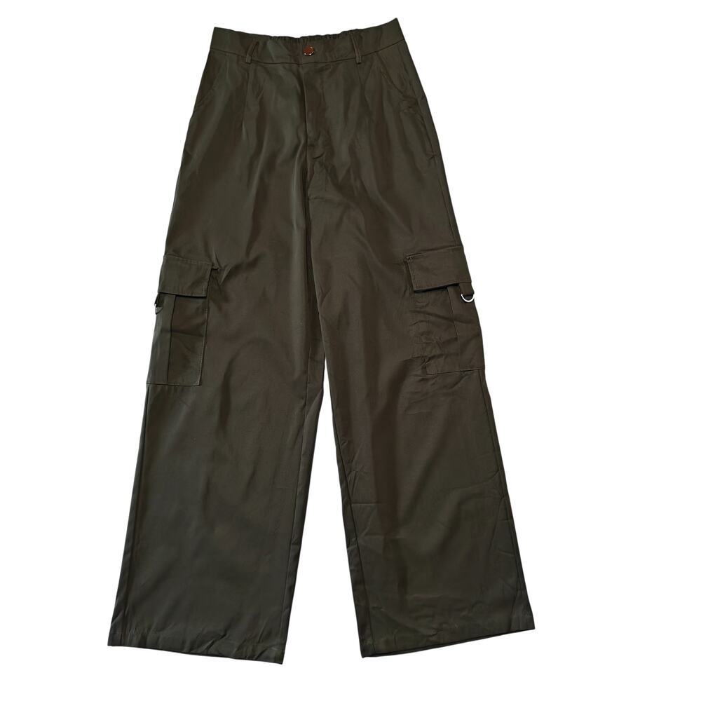 Olive Green‎ Wide Leg Cargo Pants High Rise Utility Size M
